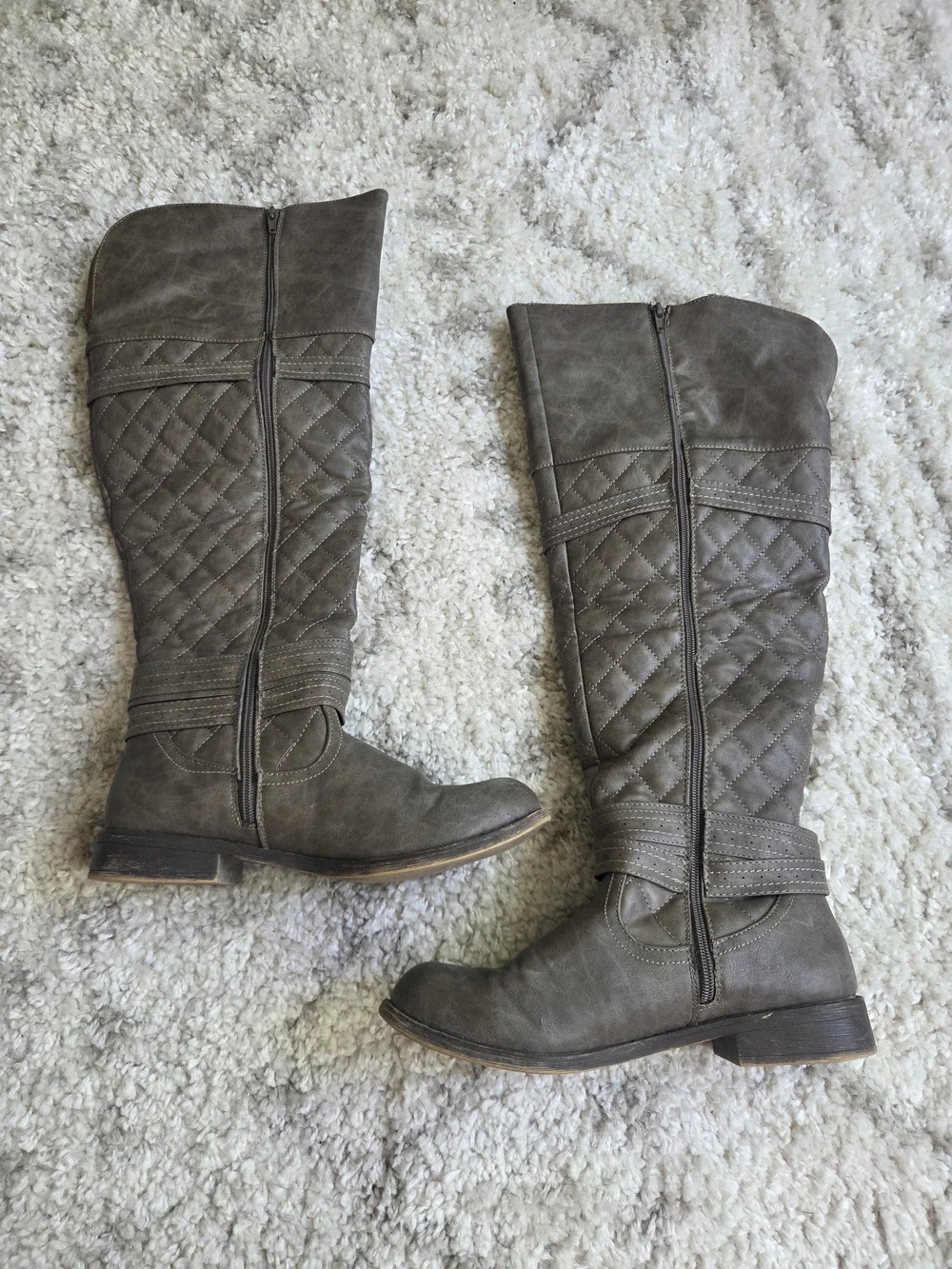 JustFab Titania Wide Calf Flat Boot Taupe